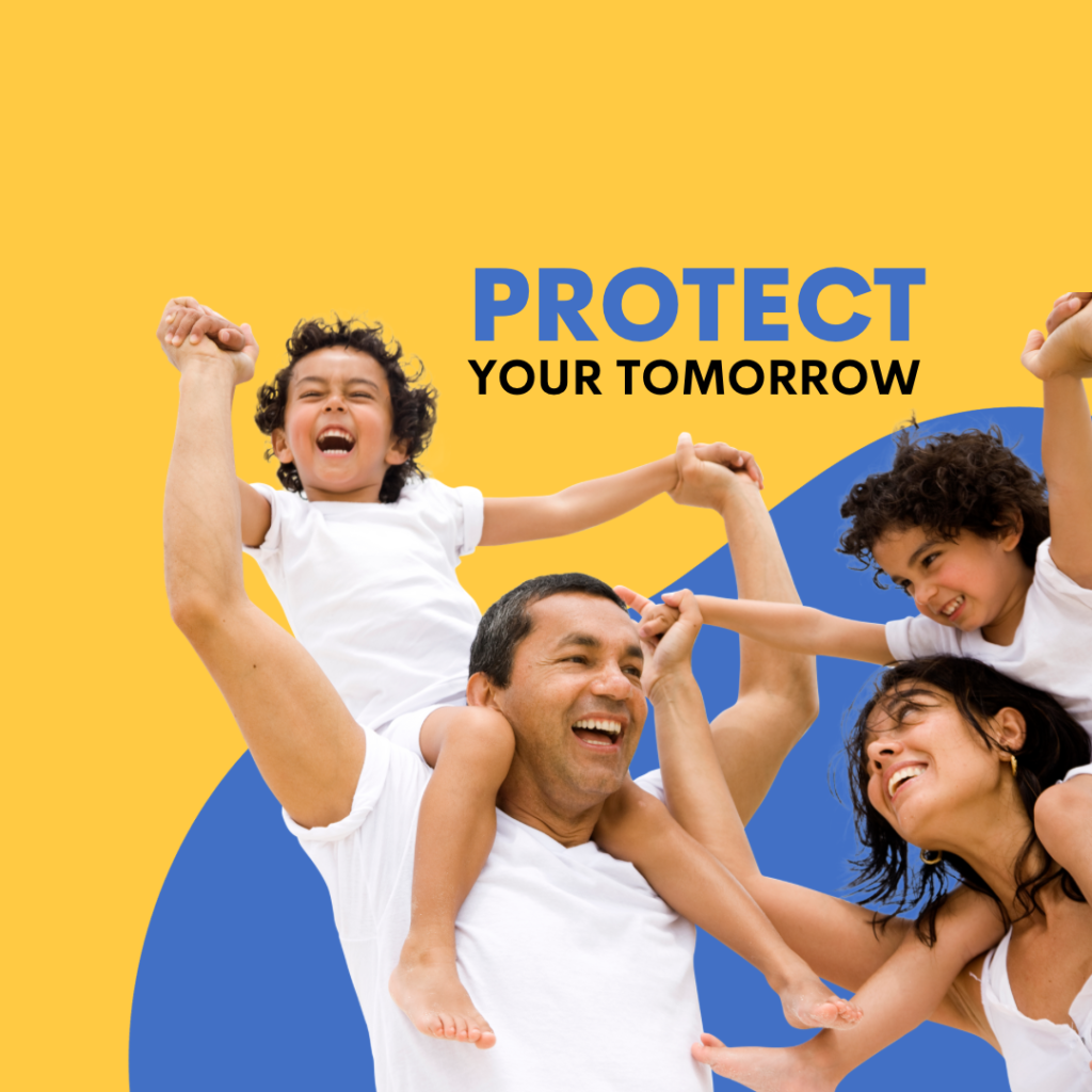 Yellow and Blue Life Family Insurance Social Media Post